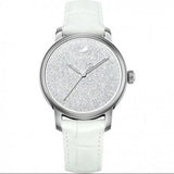  Shop Authentic Swarovski Crystalline Hours Silver Dial White Leather Strap Watch for Women - 5295383 - Luxxuri