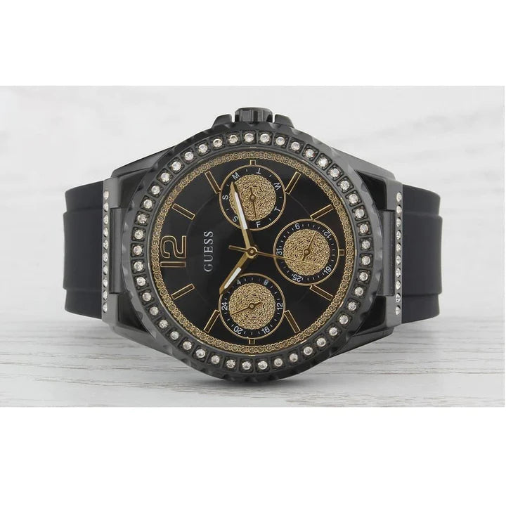  Shop Authentic Guess Starlight Black Dial Black Rubber Strap Watch for Women - W0846L1 - Luxxuri