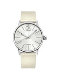  Shop Authentic Calvin Klein Post Minimal Silver Dial White Leather Strap Watch for Men - K7621126 - Luxxuri