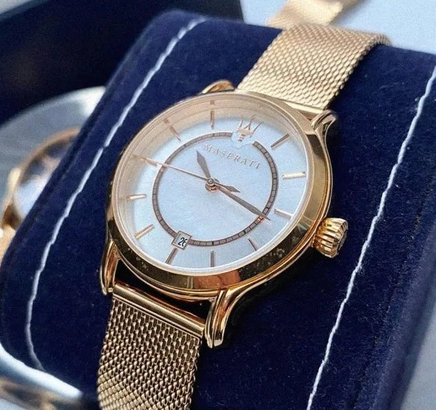  Shop Authentic Maserati Epoca Mother of Pearl Dial Rose Gold Mesh Strap Watch For Women - R8853118506 - Luxxuri