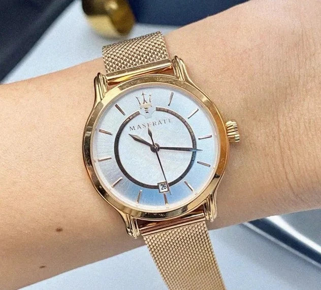  Shop Authentic Maserati Epoca Mother of Pearl Dial Rose Gold Mesh Strap Watch For Women - R8853118506 - Luxxuri