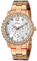  Shop Authentic Guess Dazzler Diamonds Silver Dial Rose Gold Steel Strap Watch for Women - W0335L3 - Luxxuri
