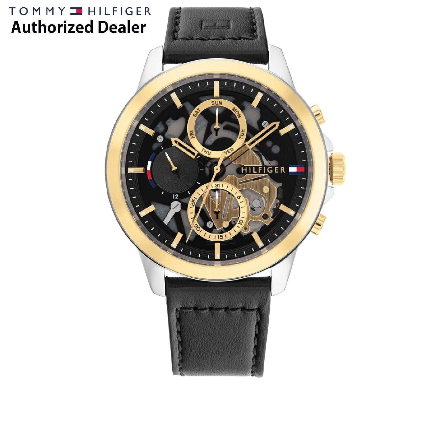  Shop Authentic Tommy Hilfiger Henry Chronograph Black Dial Black Leather Strap Watch For Men - 1710474 - Luxxuri
