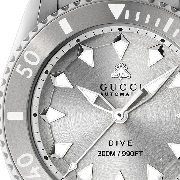  Shop Authentic Gucci Dive Automatic Silver Dial Silver Steel Strap Watch for Men - YA136354 - Luxxuri