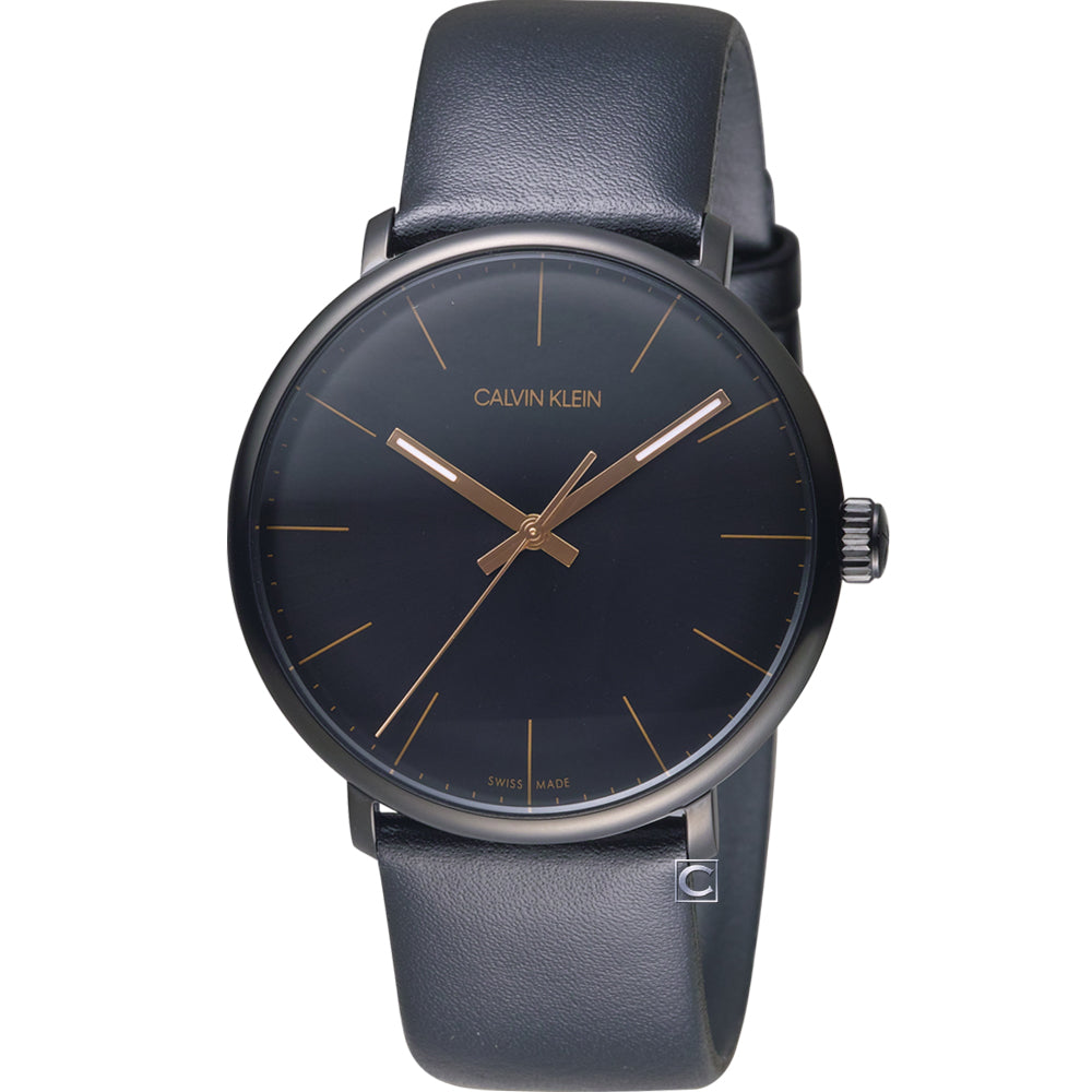  Shop Authentic Calvin Klein High Noon Quartz Black Dial Black Leather Strap Watch for Men - K8M214CB - Luxxuri