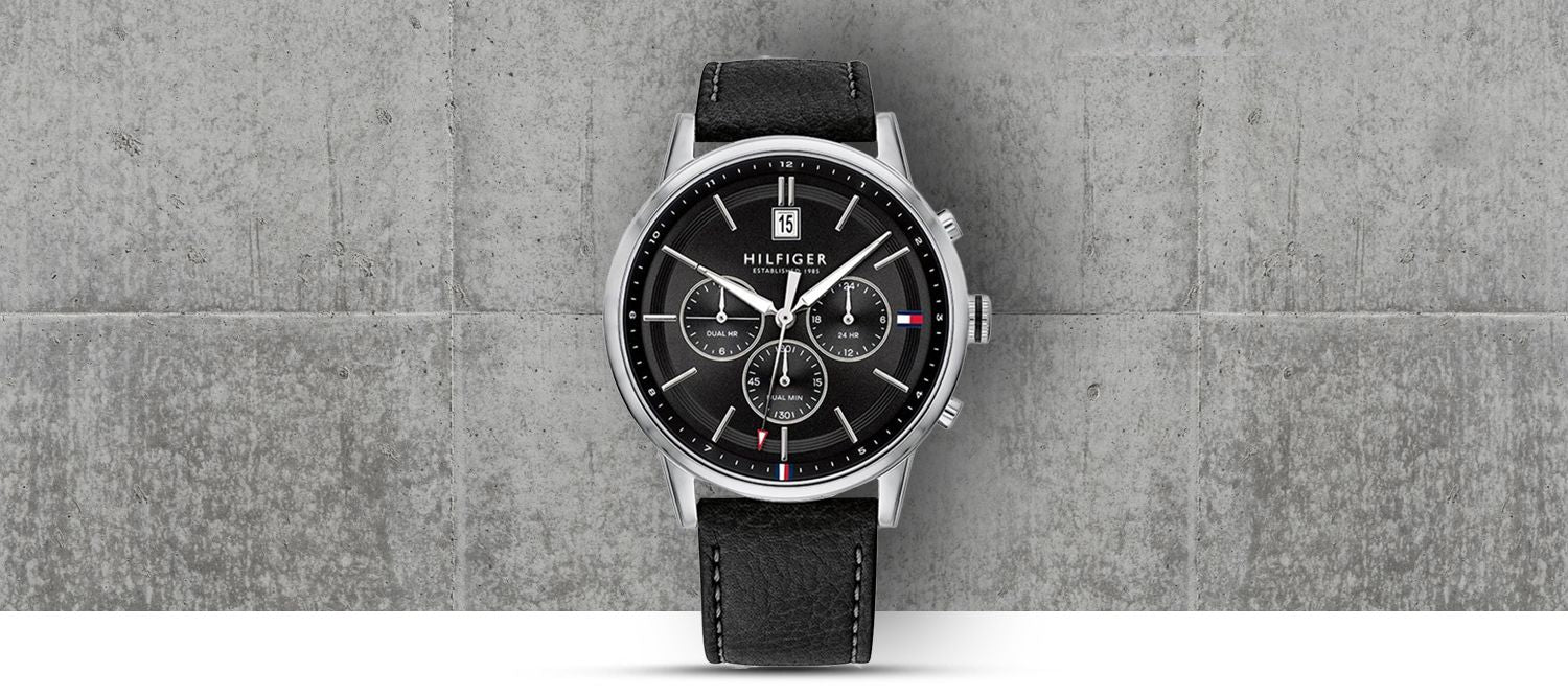  Shop Authentic Tommy Hilfiger Kyle Quartz Black Dial Black Leather Strap Watch for Men - 1791630 - Luxxuri