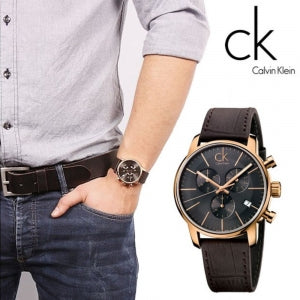  Shop Authentic Calvin Klein City Chronograph Grey Dial Brown Leather Strap Watch for Men - K2G276G3 - Luxxuri