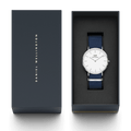  Shop Authentic Daniel Wellington Classic Bayswater White Dial Blue NATO Strap Watch For Women - DW00100280 - Luxxuri