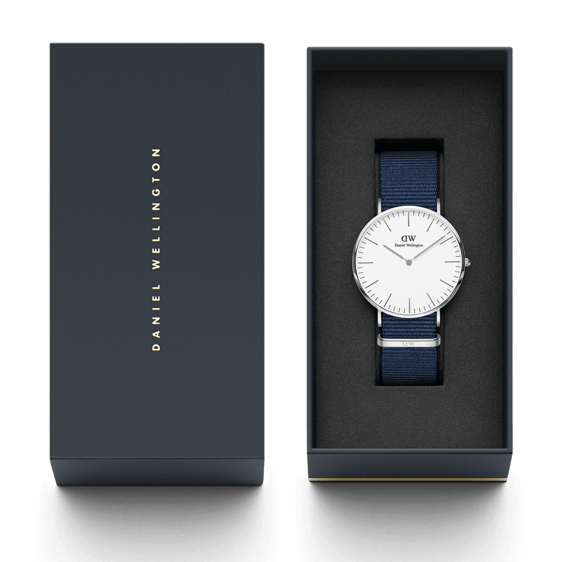  Shop Authentic Daniel Wellington Classic Bayswater White Dial Blue NATO Strap Watch For Women - DW00100280 - Luxxuri