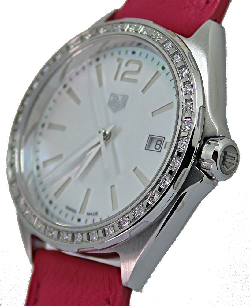  Shop Authentic Tag Heuer Formula 1 Quartz Mother of Pearl Dial Red Leather Strap Watch for Women - WBJ131A.FC8253 - Luxxuri
