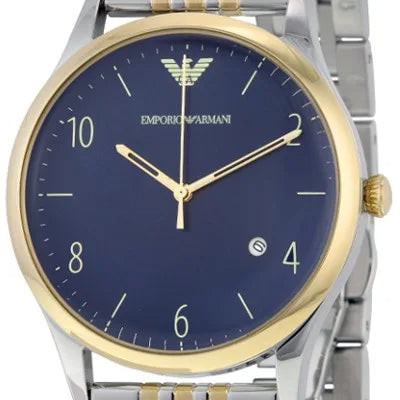  Shop Authentic Emporio Armani Classic Quartz Blue Dial Two Tone Steel Strap Watch For Men - AR1868 - Luxxuri