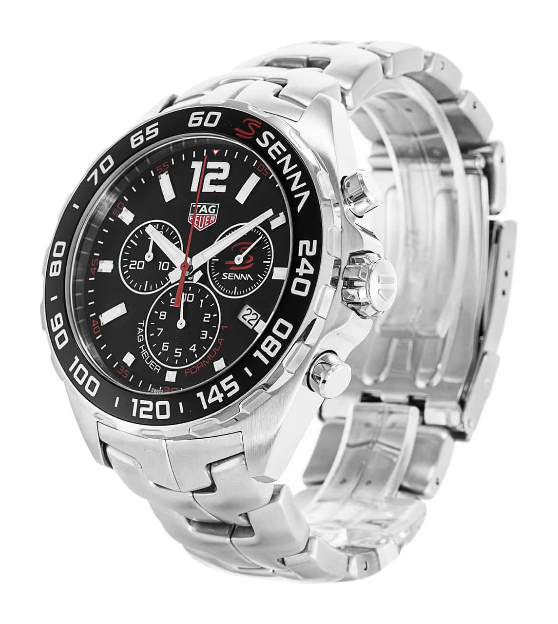  Shop Authentic Tag Heuer Senna Chronograph Special Edition Black Dial Silver Steel Strap Watch for Men - CAZ1015.BA0883 - Luxxuri