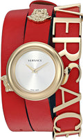  Shop Authentic Versace V-Flare Quartz Silver Dial Red Leather Strap Watch for Women - VEBN00418 - Luxxuri