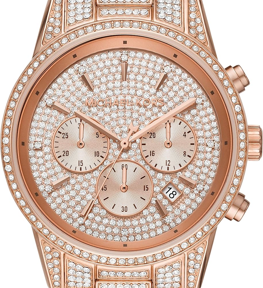  Shop Authentic Michael Kors Ritz Three-Hand Glitz Rose Gold Dial Rose Gold Steel Strap Watch for Women - MK6748 - Luxxuri