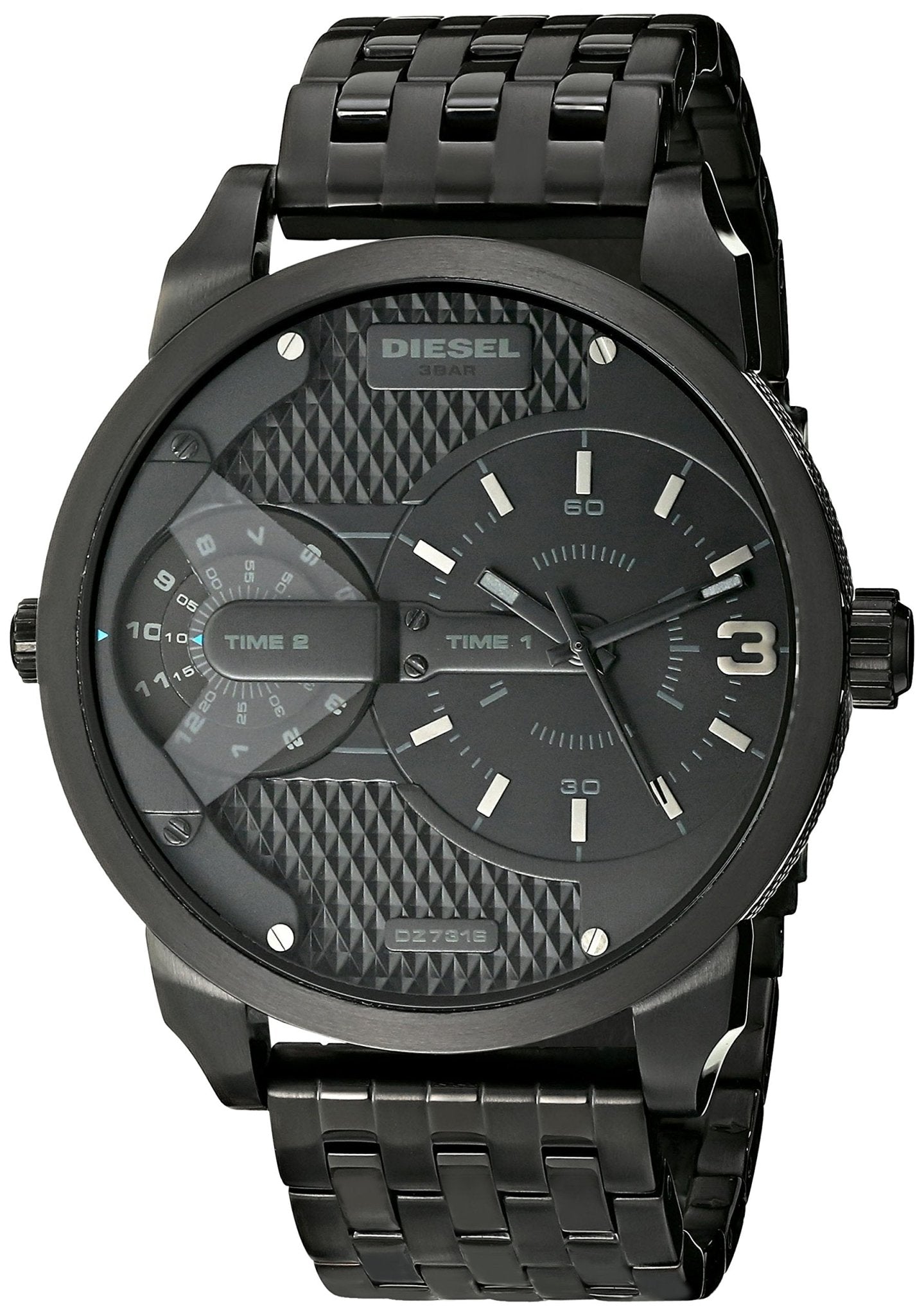  Shop Authentic Diesel Mini Daddy Dual Time Black Dial Black Stainless Steel Strap Watch For Men - DZ7316 - Luxxuri