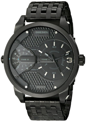  Shop Authentic Diesel Mini Daddy Dual Time Black Dial Black Stainless Steel Strap Watch For Men - DZ7316 - Luxxuri