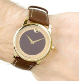  Shop Authentic Movado Museum Classic Brown Dial Brown Leather Strap Watch For Men - 0606880 - Luxxuri