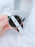  Shop Authentic Calvin Klein Rebel White Black Dial White Leather Strap Watch for Women - K8P231L1 - Luxxuri