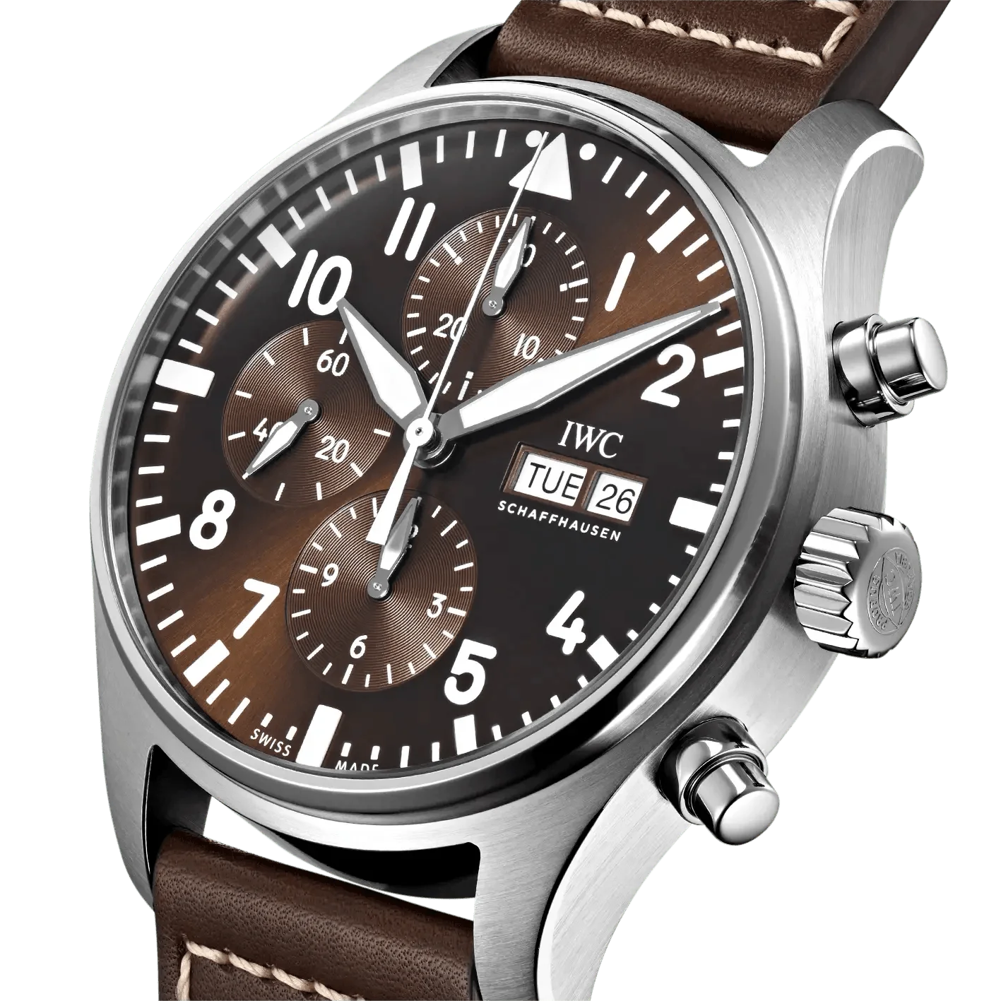  Shop Authentic IWC Pilot's Watch Chronograph Edition Brown Dial Brown Leather Strap Watch for Men - IW377713 - Luxxuri
