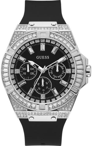  Shop Authentic Guess Baguette Crystals Black Dial Black Silicone Strap Watch For Men - GW0208G1 - Luxxuri