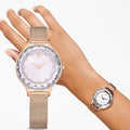  Shop Authentic Swarovski Octea Nova Silver Dial Rose Gold Mesh Strap Watch for Women - 5650011 - Luxxuri