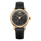  Shop Authentic Swarovski Crystalline Hours Black Dial Black Leather Strap Watch for Women - 5295377 - Luxxuri