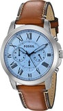  Shop Authentic Fossil Grant Chronograph Blue Dial Brown Leather Strap Watch for Men - FS5184 - Luxxuri