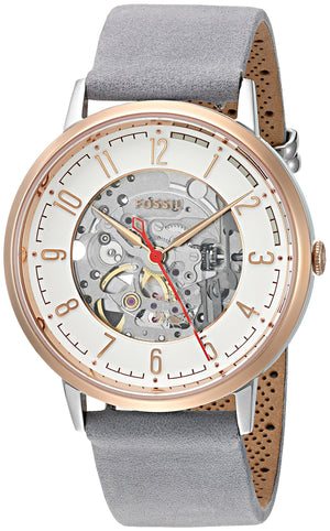  Shop Authentic Fossil Vintage Muse Automatic Skeleton White Dial Grey Leather Strap Watch for Women - ME3131 - Luxxuri