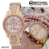  Shop Authentic Michael Kors Ritz Chronograph Rose Gold Dial Two Tone Steel Strap Watch for Women - MK6307 - Luxxuri