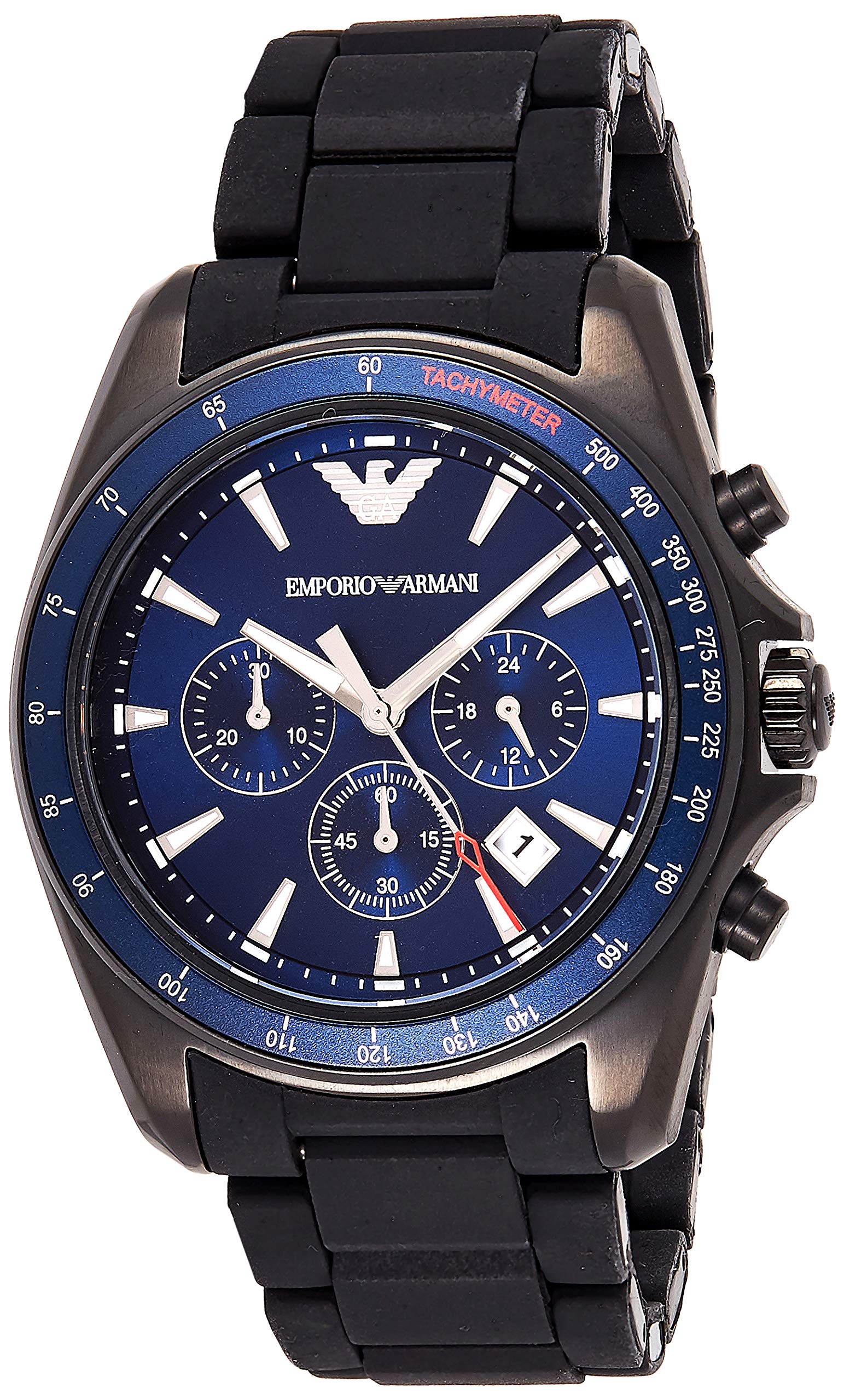  Shop Authentic Emporio Armani Sigma Chronograph Blue Dial Black Silicone Strap Watch For Men - AR6121 - Luxxuri