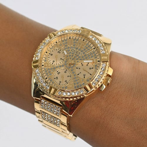  Shop Authentic Guess Frontier Diamonds Gold Dial Gold Steel Strap Watch For Women - W1156L2 - Luxxuri