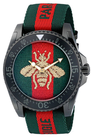  Shop Authentic Gucci Dive Green & Red Dial Green & Red Nylon Strap Watch For Men - YA136216 - Luxxuri