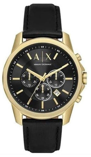  Shop Authentic Armani Exchange Outerbanks Chronograph Black Dial Black Leather Strap Watch For Men - AX7133 - Luxxuri