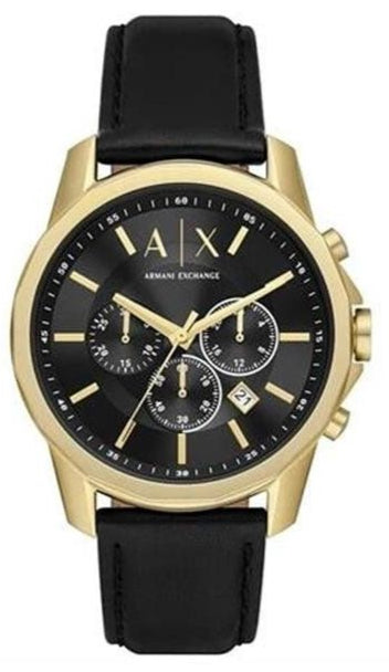  Shop Authentic Armani Exchange Outerbanks Chronograph Black Dial Black Leather Strap Watch For Men - AX7133 - Luxxuri