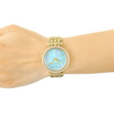  Shop Authentic Michael Kors Darci Analog Mother of Pearl Green Dial Gold Steel Strap Watch For Women - MK3498 - Luxxuri