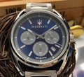  Shop Authentic Maserati Trimarano Chronograph Blue Dial Silver Steel Strap Watch For Men - R8873632004 - Luxxuri