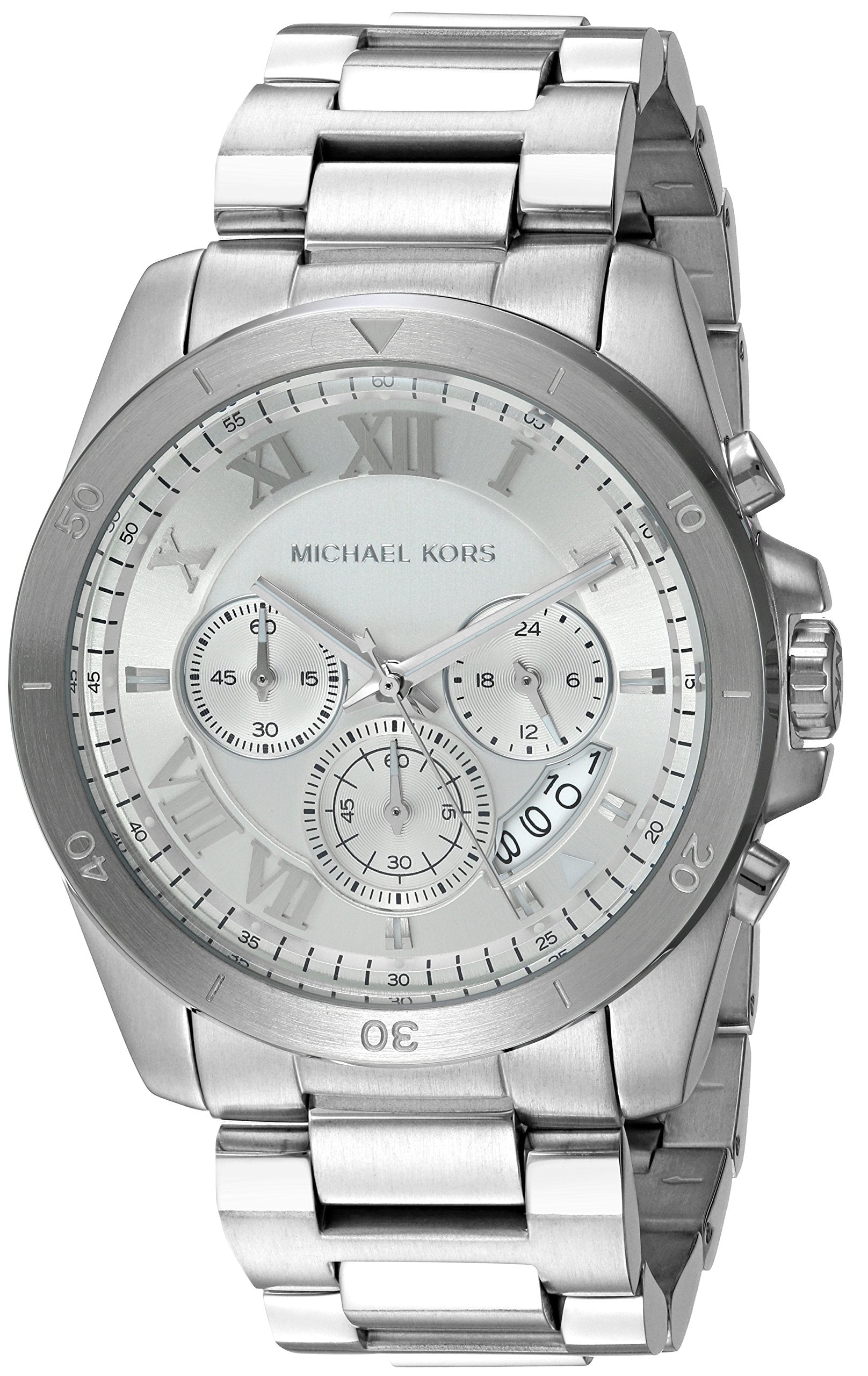  Shop Authentic Michael Kors Brecken Chronograph Silver Dial Silver Steel Strap Watch For Women - MK8562 - Luxxuri