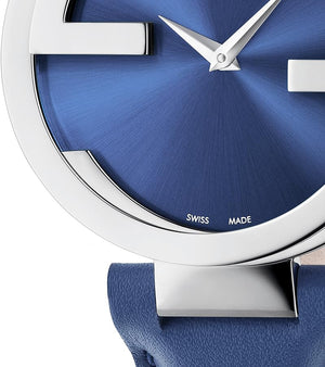  Shop Authentic Gucci Interlocking G Blue Dial Blue Leather Strap Watch For Women - YA133322 - Luxxuri