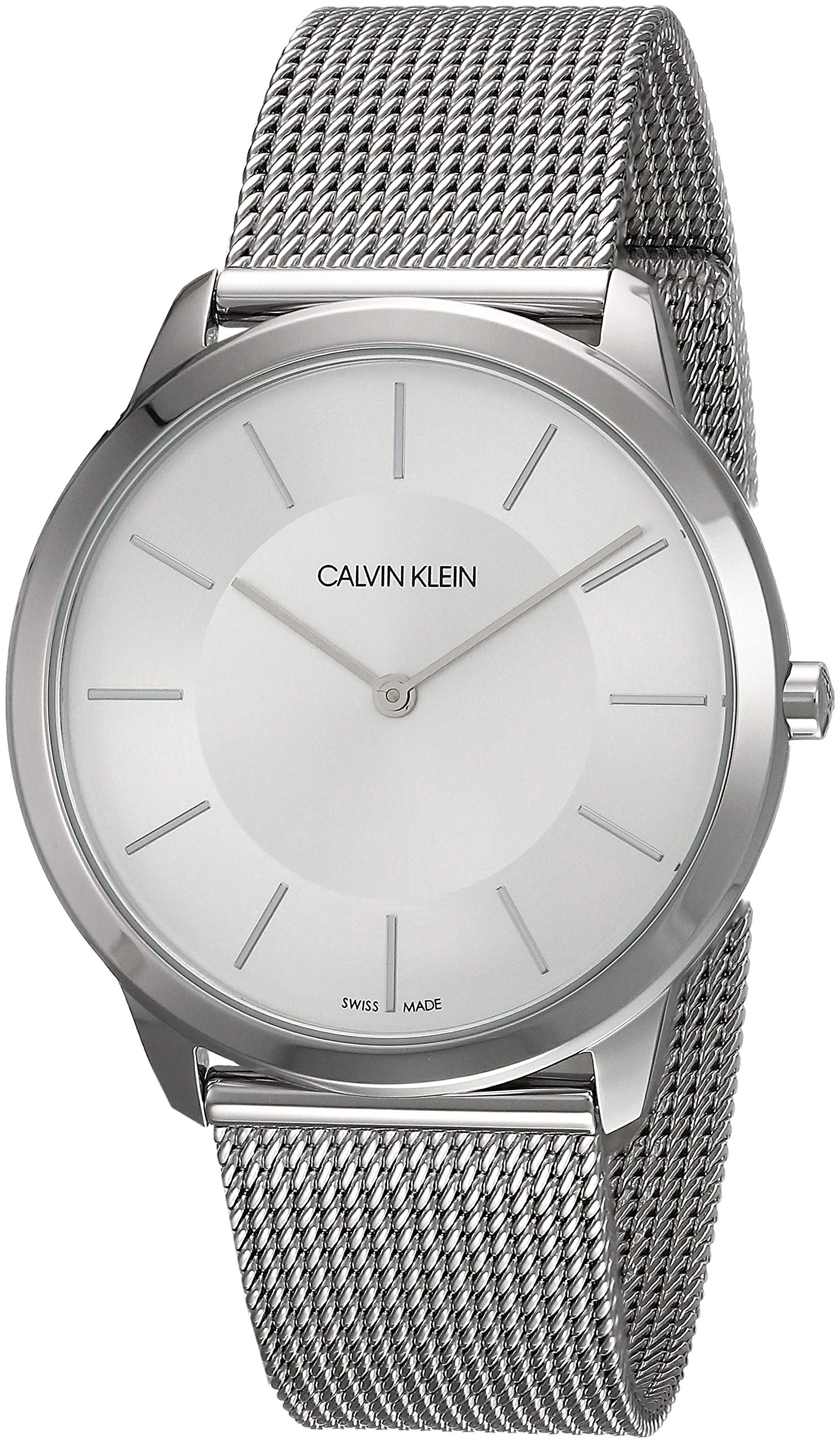  Shop Authentic Calvin Klein Minimal Silver Dial Silver Mesh Bracelet Watch for Men - K3M21126 - Luxxuri