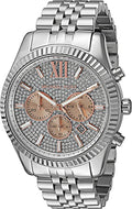  Shop Authentic Michael Kors Lexington Chronograph Silver Dial Silver Steel Strap Watch for Men - MK8515 - Luxxuri