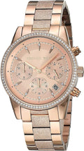  Shop Authentic Michael Kors Ritz Chronograph Rose Gold Dial Rose Gold Steel Strap Watch For Women - MK6598 - Luxxuri