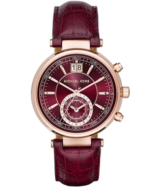  Shop Authentic Michael Kors Sawyer Maroon Dial Maroon Leather Strap Watch for Women - MK2426 - Luxxuri