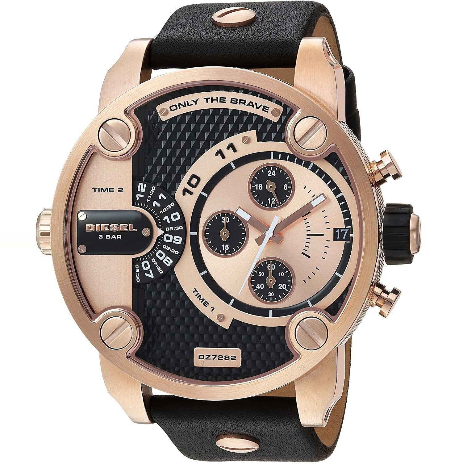  Shop Authentic Diesel Little Daddy Black & Gold Dial Black Leather StrapWatch For Men - DZ7282 - Luxxuri