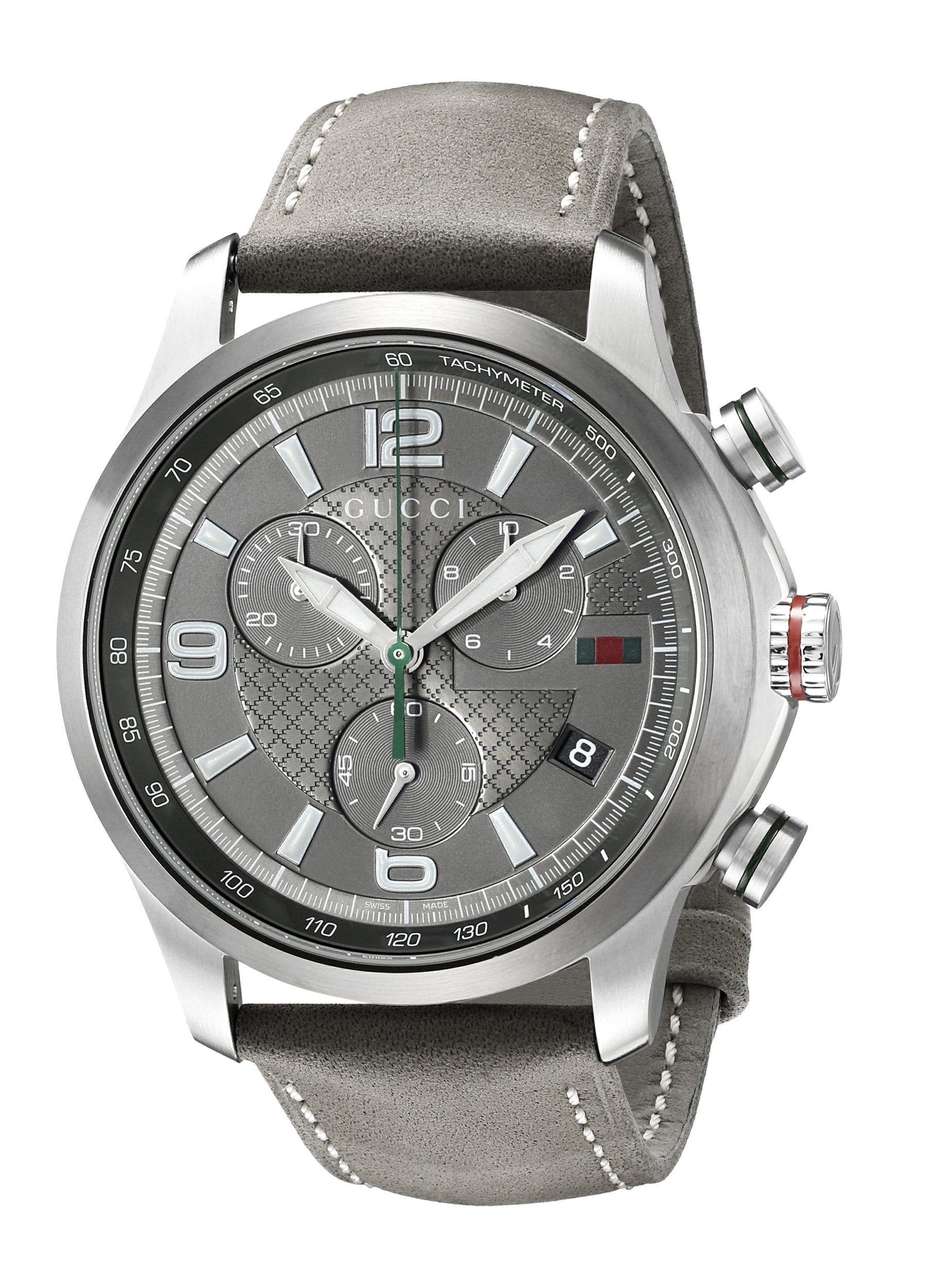  Shop Authentic Gucci G Timeless Chronograph Grey Dial Grey Leather Strap Watch For Men - YA126242 - Luxxuri