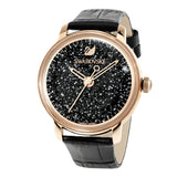  Shop Authentic Swarovski Crystalline Hours Black Dial Black Leather Strap Watch for Women - 5295377 - Luxxuri
