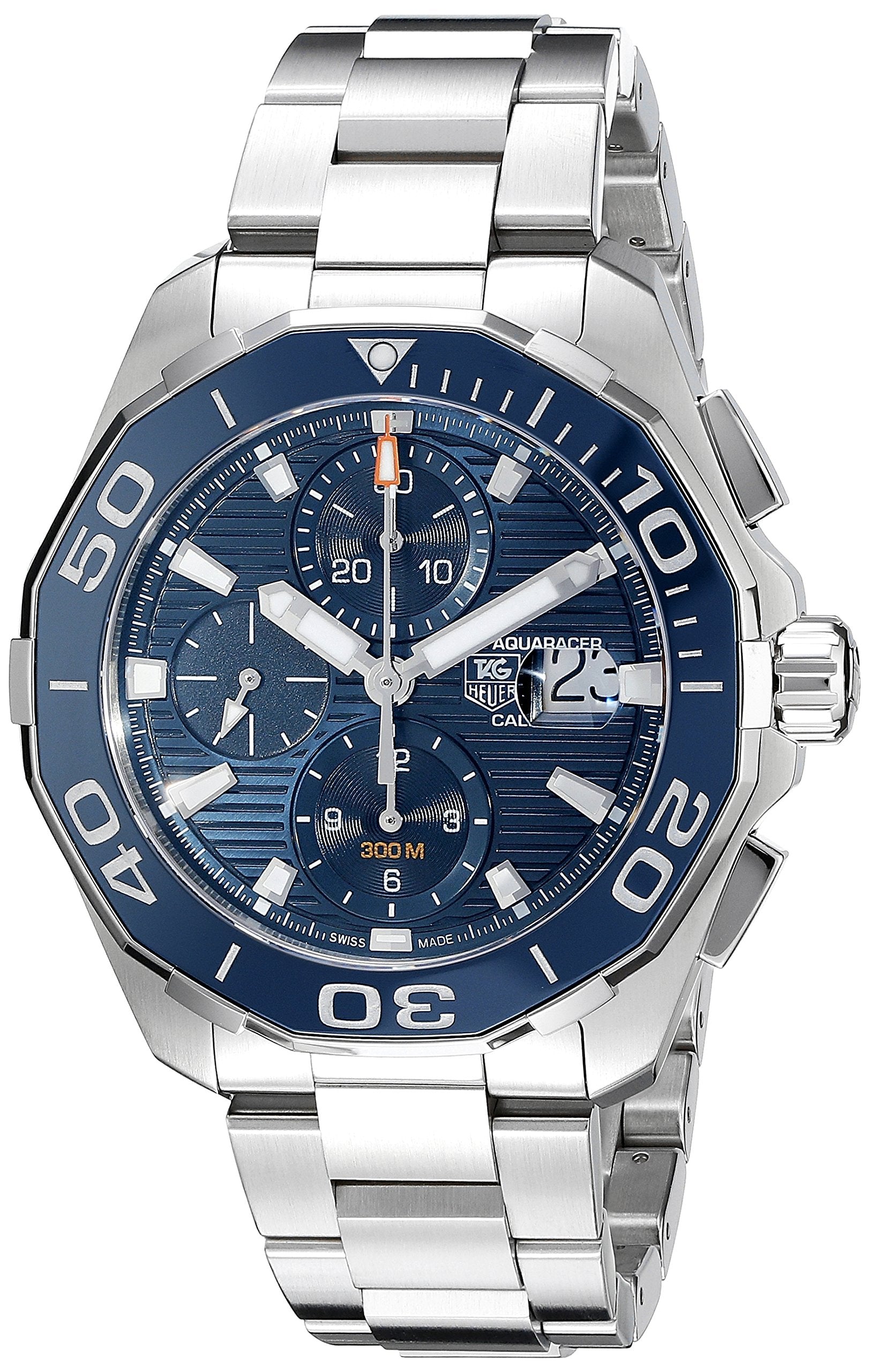 Tag Heuer Aquaracer Calibre 16 43mm Blue Dial Silver Steel Strap Watch for Men - CAY211B.BA0927
