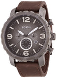  Shop Authentic Fossil Nate Chronograph Grey Dial Brown Leather Strap Watch for Men - JR1424 - Luxxuri