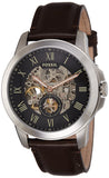  Shop Authentic Fossil Grant Automatic Skeleton Black Dial Brown Leather Strap Watch for Men - ME3095 - Luxxuri