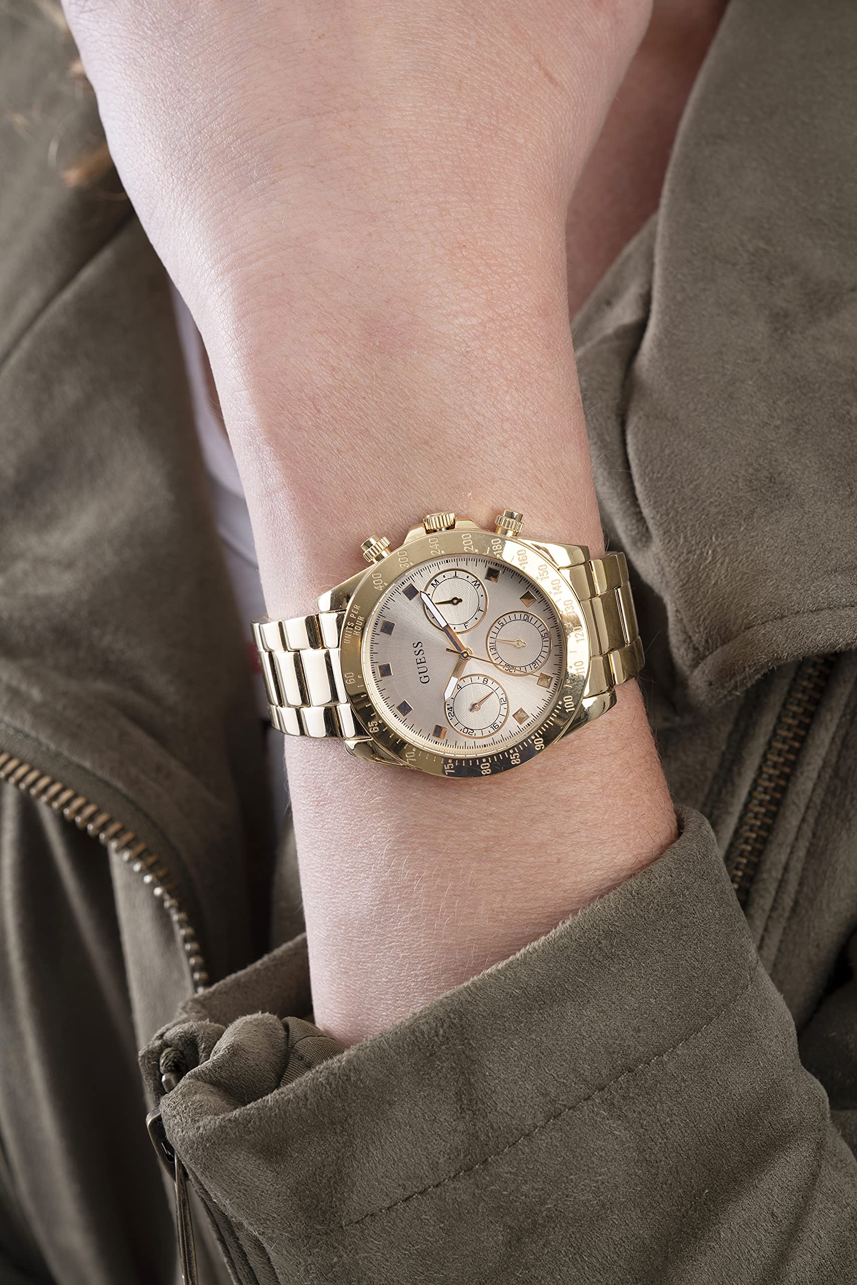  Shop Authentic Guess Eclipse Gold Dial Gold Steel Strap Watch for Women - GW0314L2 - Luxxuri