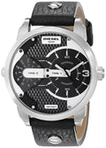  Shop Authentic Diesel Mini Daddy Black Silver Dial Black Leather Strap Watch For Men - DZ7307 - Luxxuri
